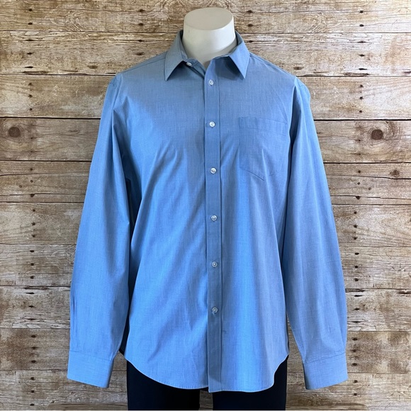 George Other - George Mens Blue Classic Fit Long Sleeve Button Down Shirt XL GM08Y141C‎